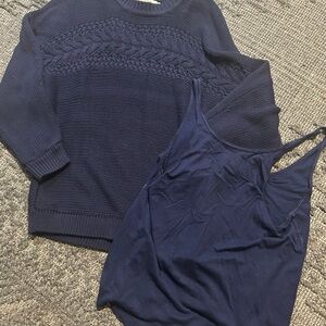Navy Blue Sweater and Tank Top Set